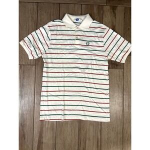 Vintage Fred Perry Striped Polo Shirt Mens Large Red Green 90s NWOT
